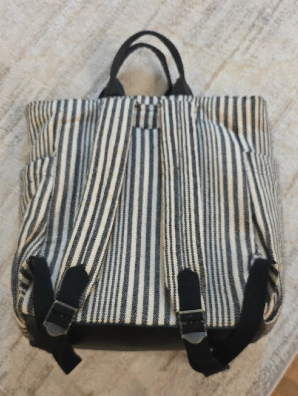 Universal Thread Black & Cream Striped Canvas Backpack